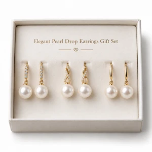 Elegant Pearl Drop Earrings Gift Set